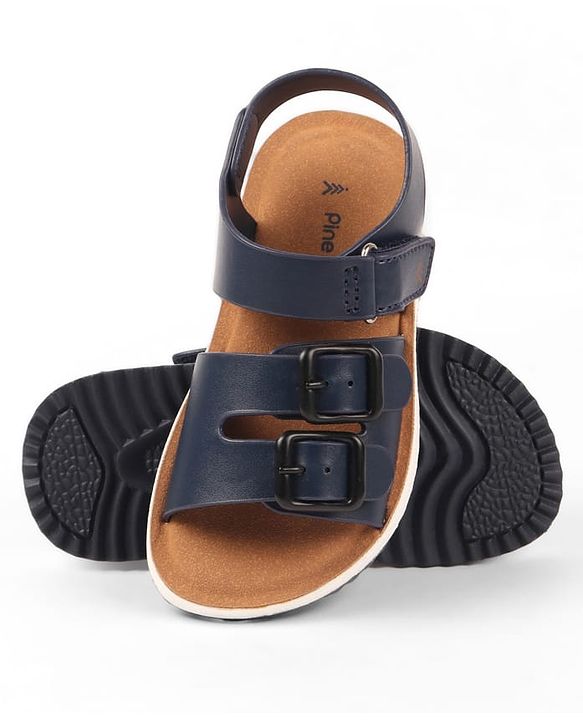 Pine Kids Velcro Closure Solid Colour Sandals -Navy Blue