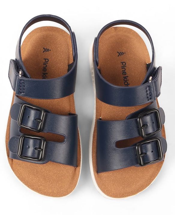 Pine Kids Velcro Closure Solid Colour Sandals -Navy Blue
