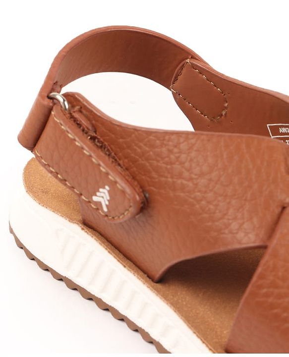 Pine Kids Velcro Closure Solid Colour Mojaris -   Tan