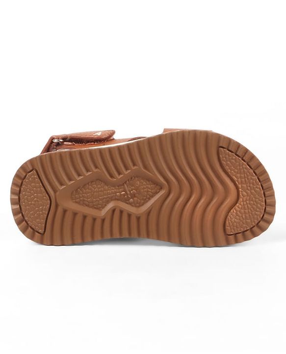 Pine Kids Velcro Closure Solid Colour Mojaris -   Tan
