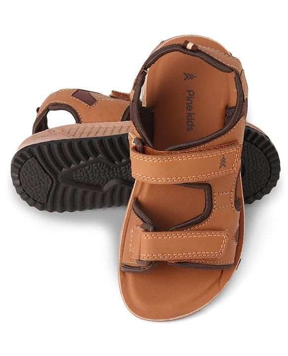 Pine Kids Velcro Closure Solid Sandal - Brown