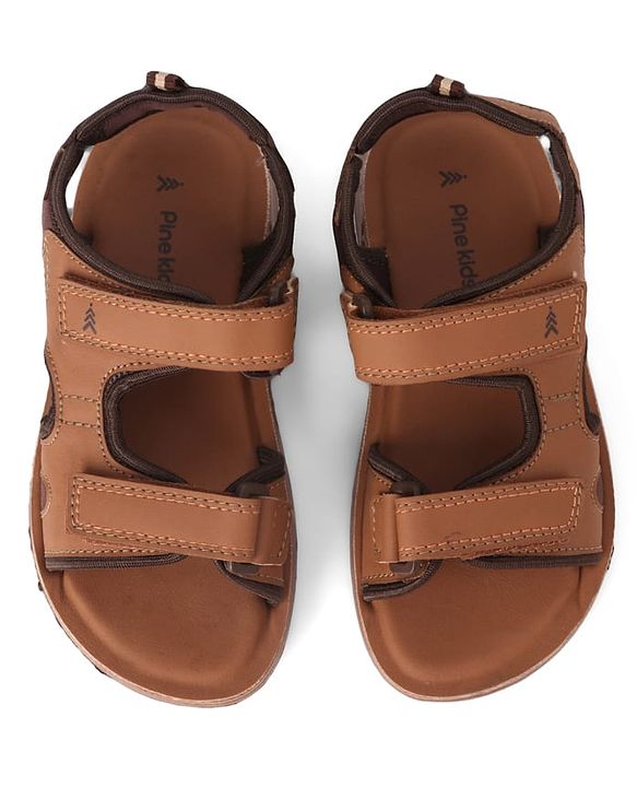 Pine Kids Velcro Closure Solid Sandal - Brown