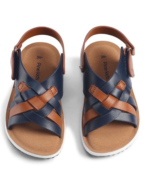Pine Kids Velcro Closure Solid Sandal - Navy Blue