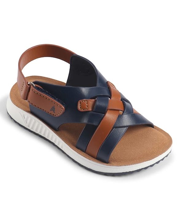Pine Kids Velcro Closure Solid Sandal - Navy Blue