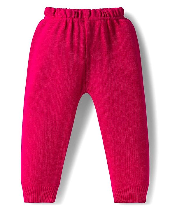 Babyhug Knitted Full Sleeves Pullover Sweater Set With Heart Design - Pink