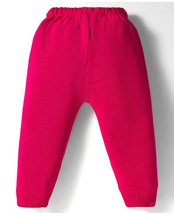 Babyhug Knitted Full Sleeves Pullover Sweater Set With Heart Design - Pink