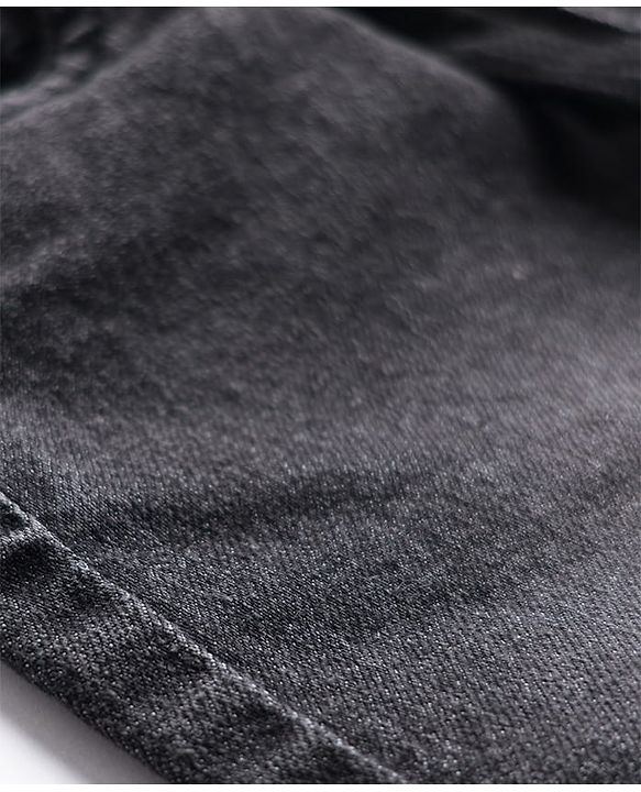Babyhug Cotton Denim Full Length Solid Colour Jeans With Stretch - Black
