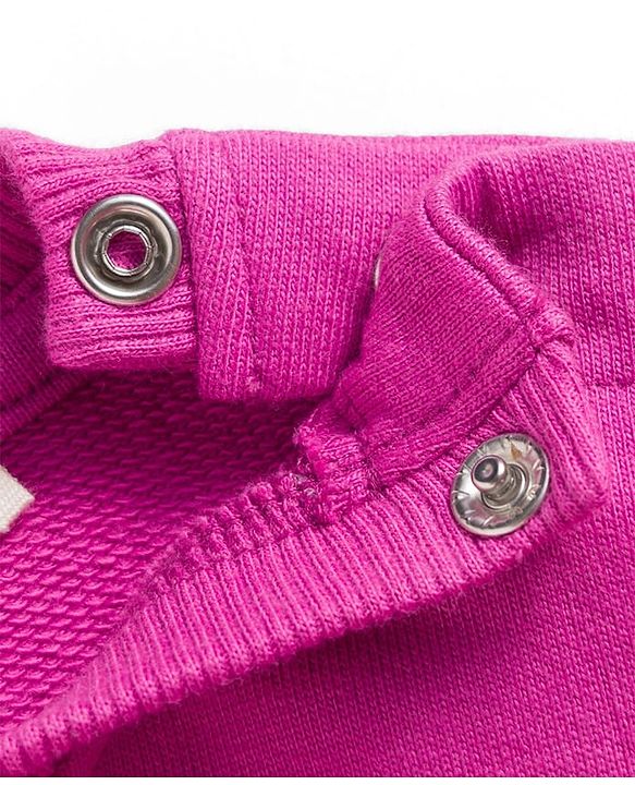 Babyhug Cotton Knit Full Drop Shoulder Volume Sleeves Sweatshirt with Floral Graphics & Butterfly Applique - Dark Pink