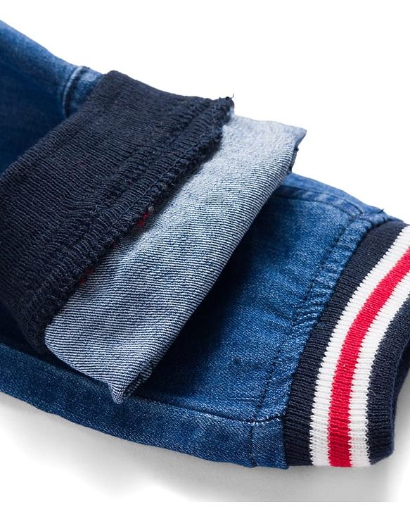Babyhug Denim Full Length Washed Jeans with Stretch - Blue