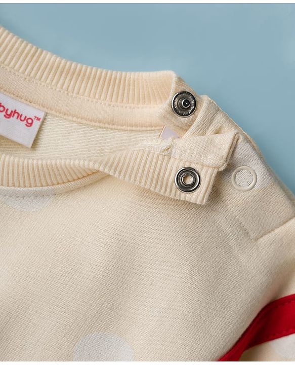 Babyhug Cotton Knit Full Sleeves Sweatshirt With Santa Claus Applique - Yellow