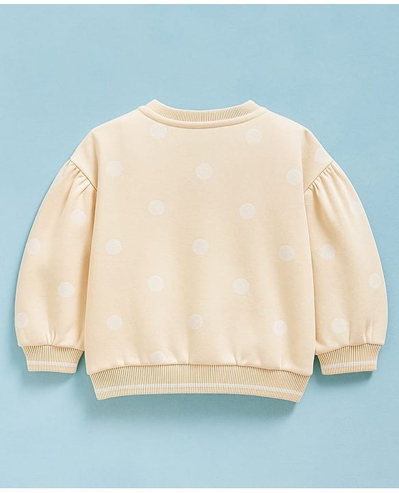 Babyhug Cotton Knit Full Sleeves Sweatshirt With Santa Claus Applique - Yellow