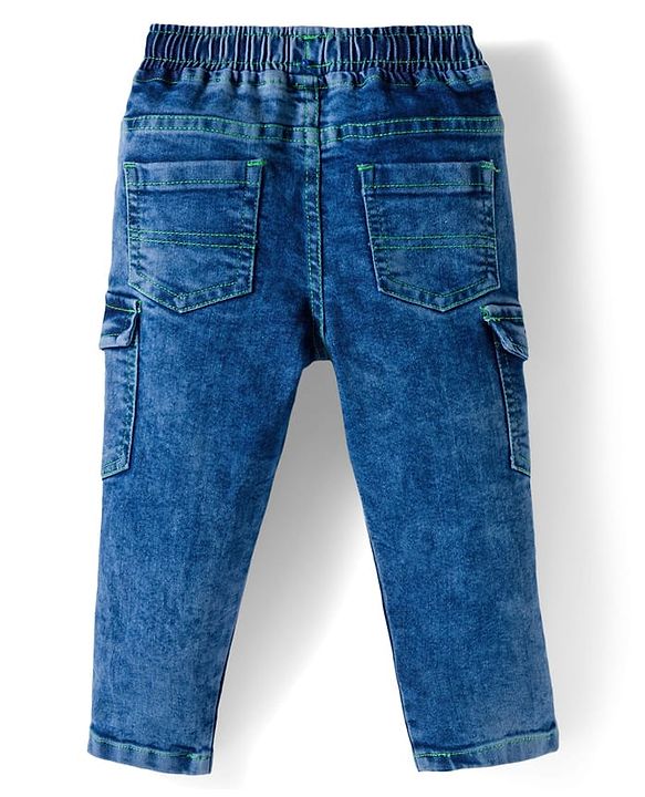 Babyhug Full Length Denim Washed Jeans with Stretch - Blue