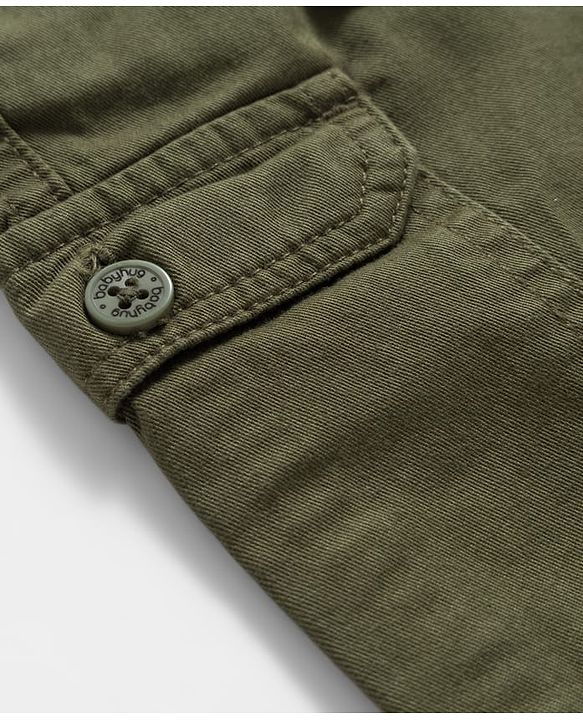 Babyhug Twill Woven Full Length Solid Colour Trouser Pant With Stretch - Olive Green
