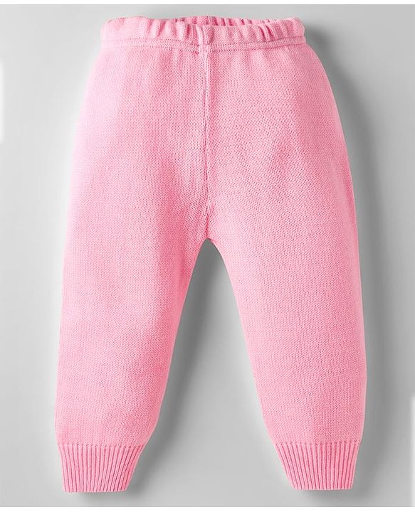 Babyhug Knit Full Sleeves Front Open Sweater Set With Cable Knit Design - Pink & White