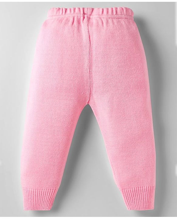 Babyhug Knit Full Sleeves Front Open Sweater Set With Cable Knit Design - Pink & White