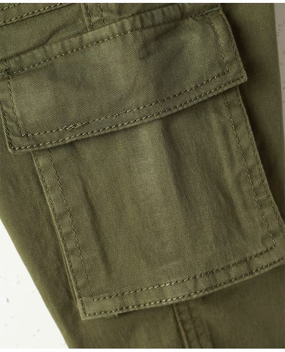 Babyhug Twill Woven Full Length Trouser With Stretch & Pockets - Olive Green