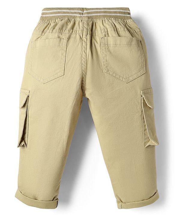 Babyhug Twill Woven Full Length Trouser With Stretch & Pockets - Olive Green