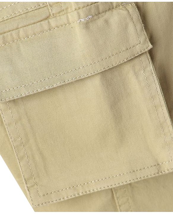 Babyhug Twill Woven Full Length Trouser With Stretch & Pockets - Olive Green