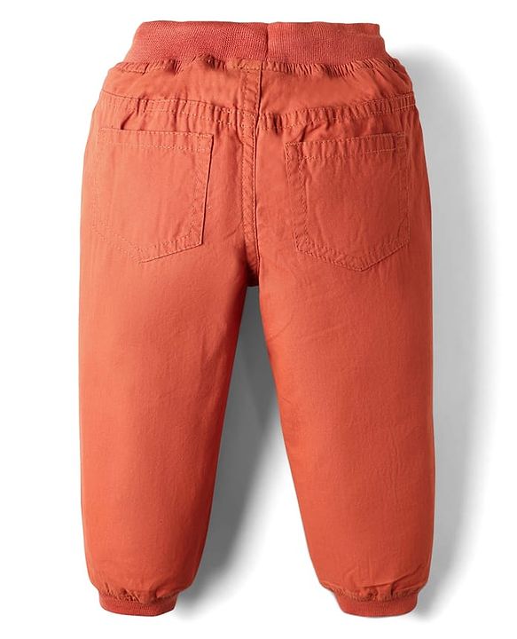 Babyhug Poplin Woven Full Length Solid Colour Trouser Pant - Orange