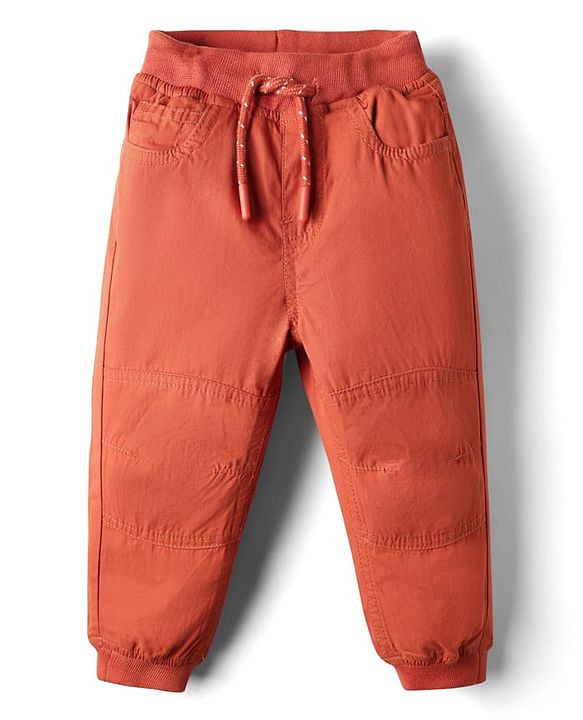 Babyhug Poplin Woven Full Length Solid Colour Trouser Pant - Orange