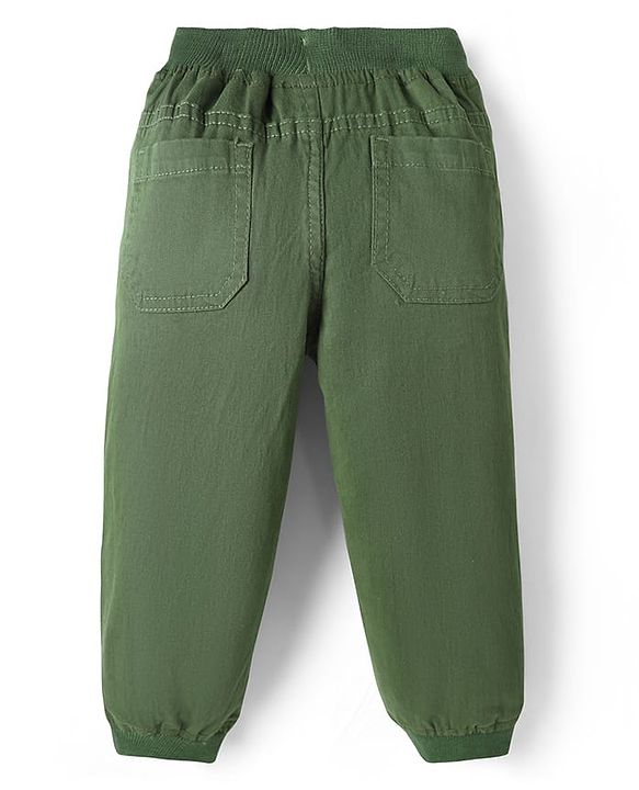 Babyhug Twill Woven Full Length Solid Colour Trouser With Stretch - Beige