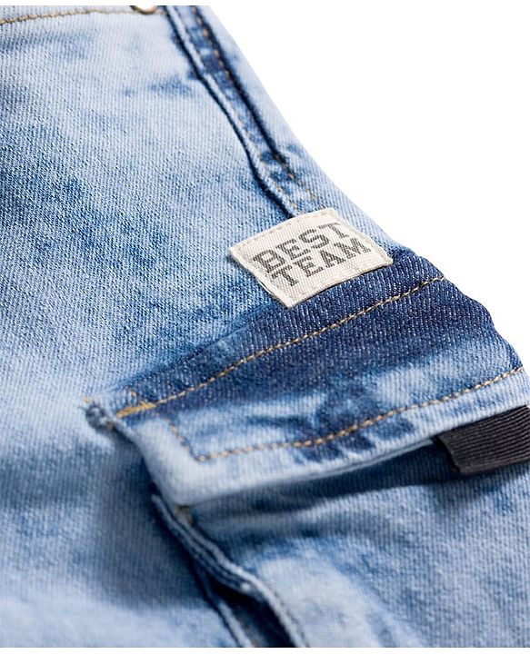 Babyhug Denim Full Length Washed Jeans With Stretch & Cargo Pocket - Blue