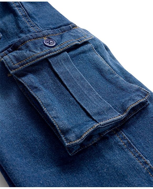 Babyhug Denim Full Length Washed Jeans With Stretch & Belt - Blue