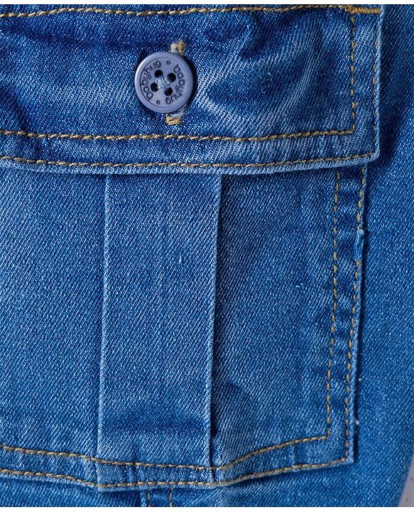 Babyhug Full Length Denim Washed Jeans with Stretch & Cargo Pockets - Light Blue