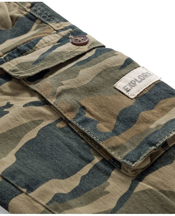 Babyhug Twill Woven Full Length Trouser Pant With Camouflage Design - Olive Green