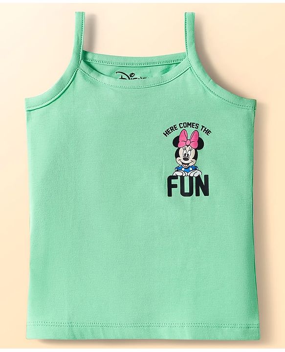 Babyhug Disney Knit Sleeveless Slips with With Minnie Mouse Graphics Pack of 3 - Light Green & Blue