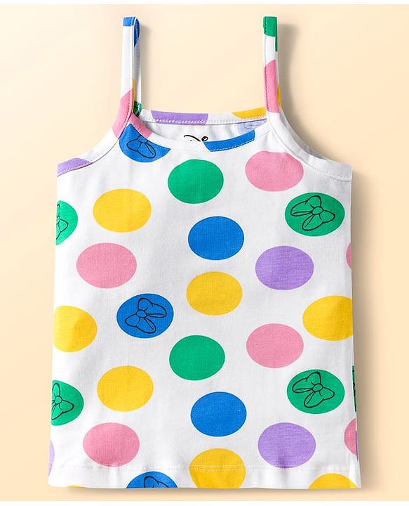 Babyhug Disney Knit Sleeveless Slips with With Minnie Mouse Graphics Pack of 3 - Light Green & Blue