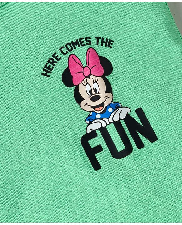 Babyhug Disney Knit Sleeveless Slips with With Minnie Mouse Graphics Pack of 3 - Light Green & Blue