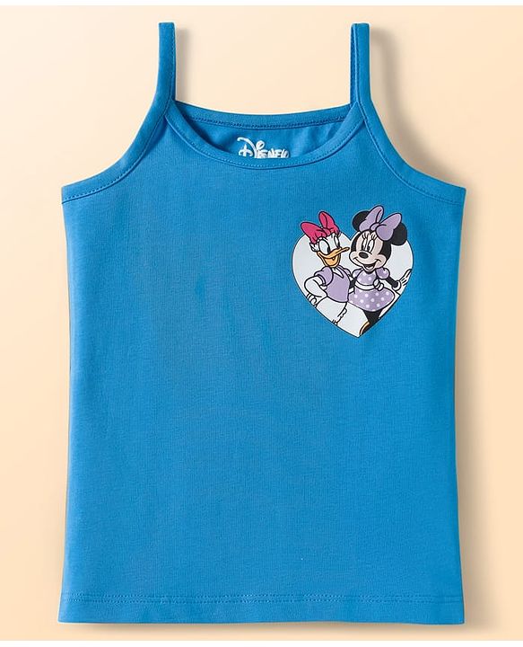 Babyhug Disney Knit Sleeveless Slips with With Minnie Mouse Graphics Pack of 3 - Light Green & Blue