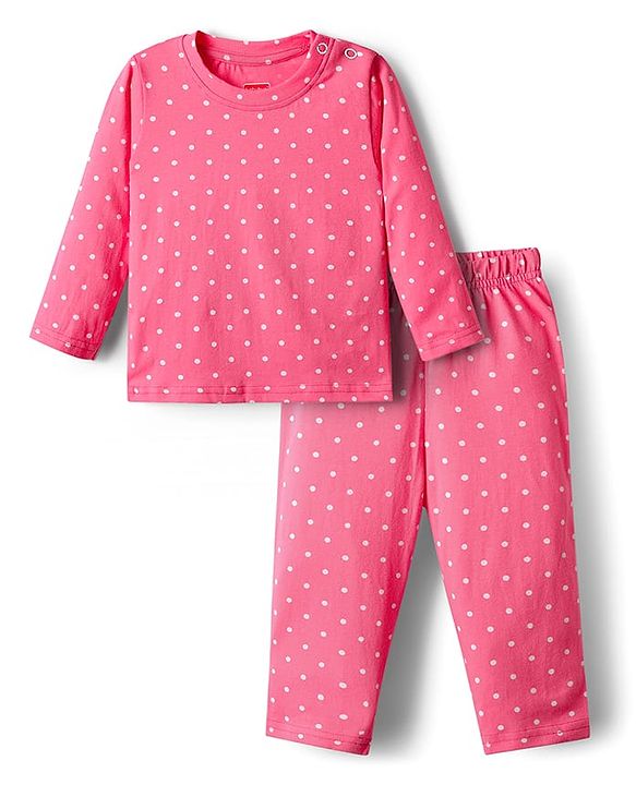 Babyhug Cotton Knit  Full Sleeves Deer & Floral Print Night Suit - Navy Blue main image 1
