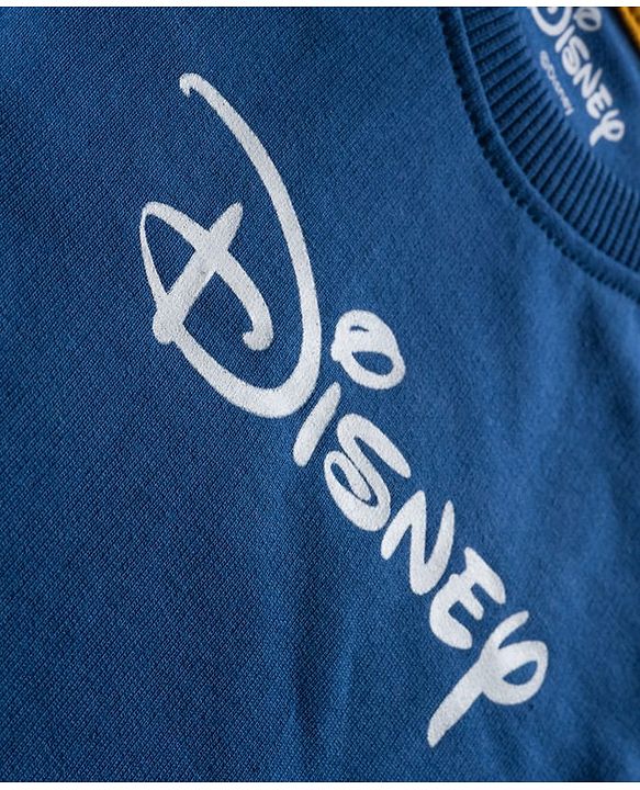 Babyhug Disney Full Sleeve Drop Shoulder Cut & Sew Sweatshirt & Track Pant Set with Mickey & Friends Graphic - Green Blue & Yellow