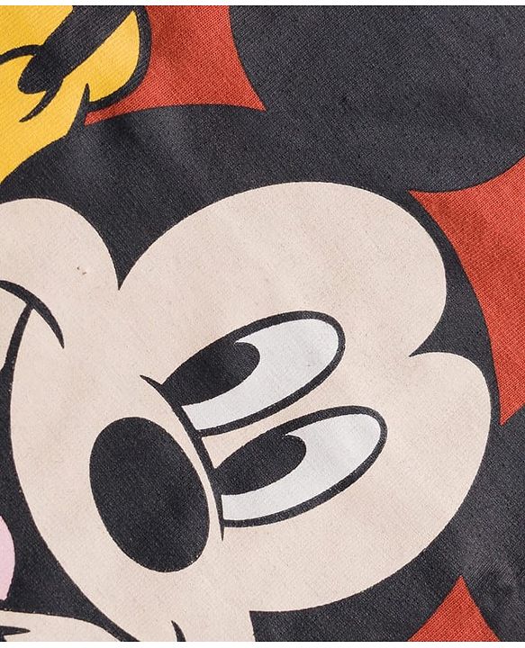 Babyhug Disney Single Jersey Terry Full Sleeve T-Shirt with Jogger Set With Mickey and Friends Graphic - Rust Orange & Blue