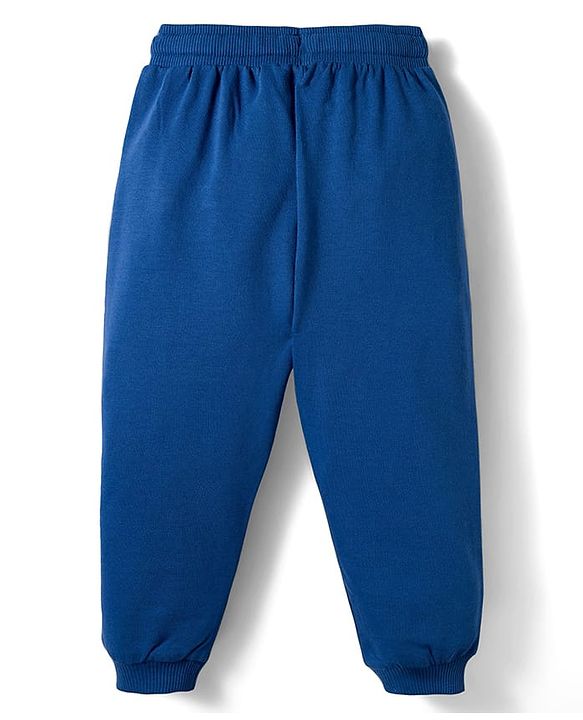 Babyhug Disney Terry Knit Raglan Full Sleeve T-Shirt with Joggers and Mickey Mouse Graphic - Navy Blue