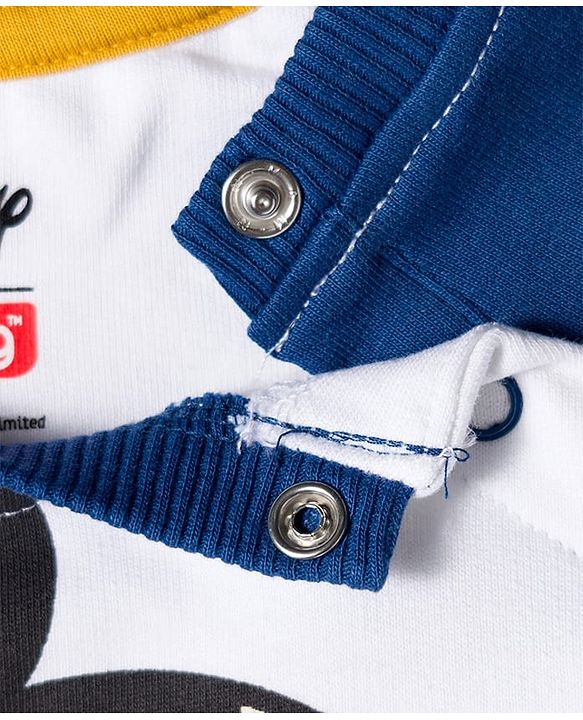 Babyhug Disney Terry Knit Raglan Full Sleeve T-Shirt with Joggers and Mickey Mouse Graphic - Navy Blue