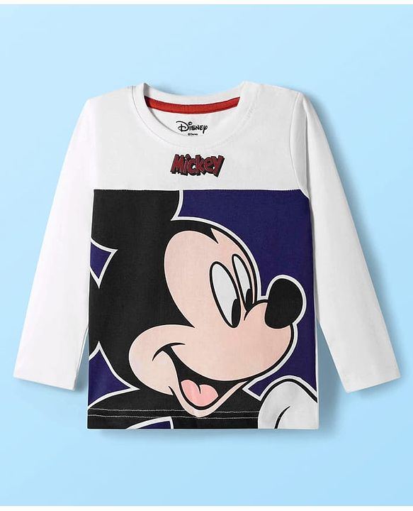 Babyhug Disney Single Jersey Knit Full Sleeves Cut & Sew T-Shirt & Lounge Pant Set with Mickey Mouse Graphics - Multicolor