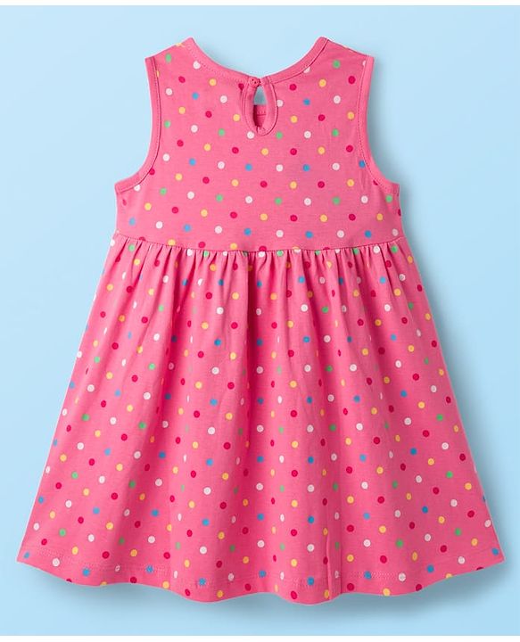 Babyhug Single Jersey Knit Sleeveless Beach Theme & Polka Dot Printed Frocks Pack of 3 - Yellow Pink & White