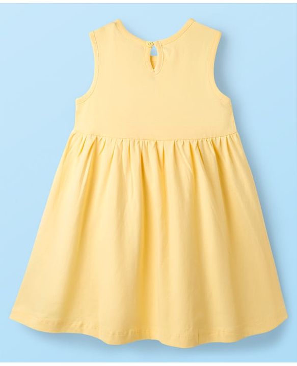Babyhug Single Jersey Knit Sleeveless Beach Theme & Polka Dot Printed Frocks Pack of 3 - Yellow Pink & White