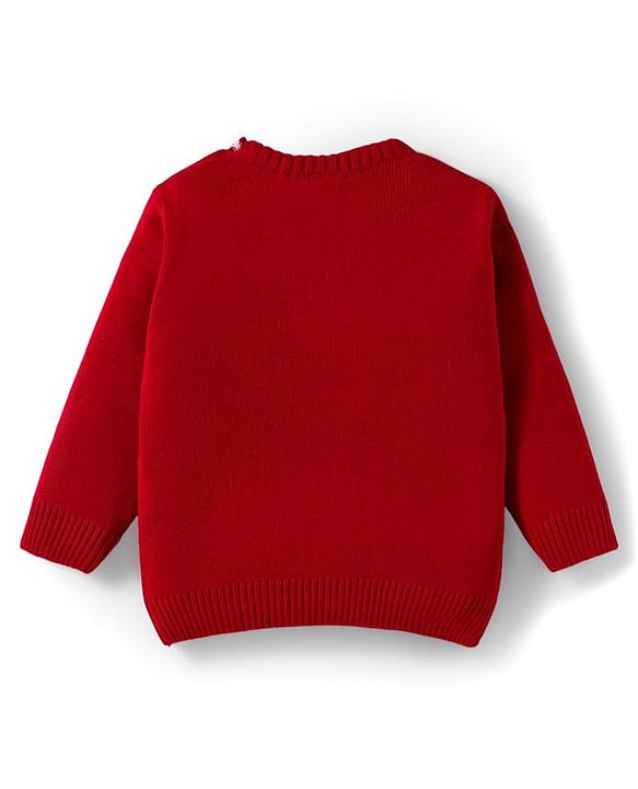 Babyhug Knit Full Sleeves Sweater Set with I love Mom Text Print - Red