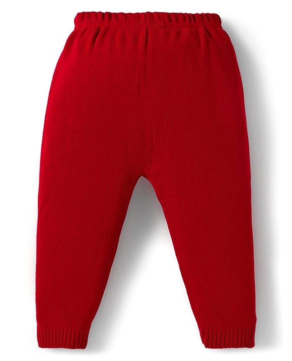 Babyhug Knit Full Sleeves Sweater Set with I love Mom Text Print - Red