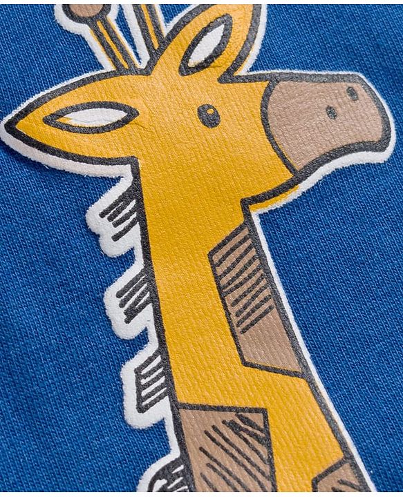 Babyhug Single Jersey Knit Full Sleeves T-Shirt & Lounge Pant Set With Animal Print - Yellow & Blue
