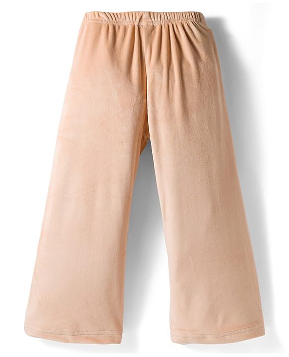 Babyhug Velour Knit Full Length Flared Solid Woollen Pant - Blue