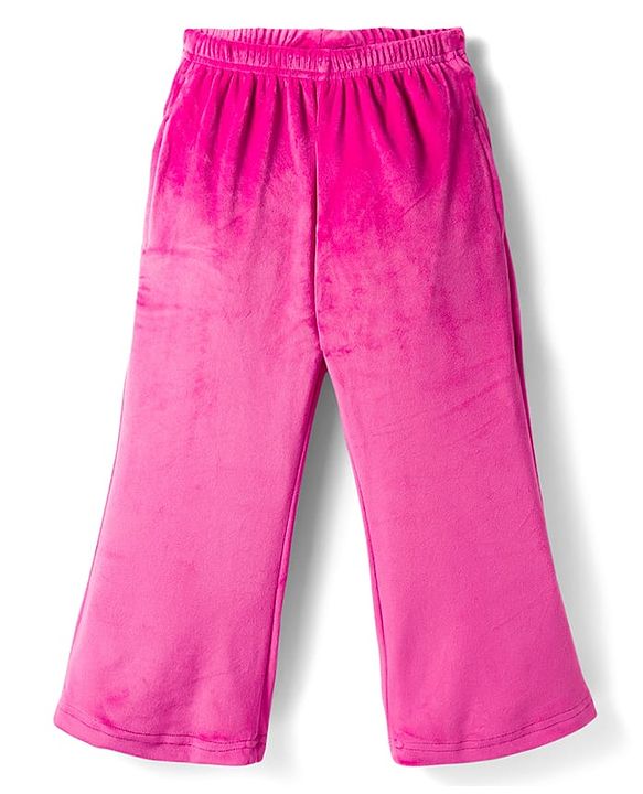 Babyhug Velour Knit Full Length Flared Solid Woollen Pant - Blue
