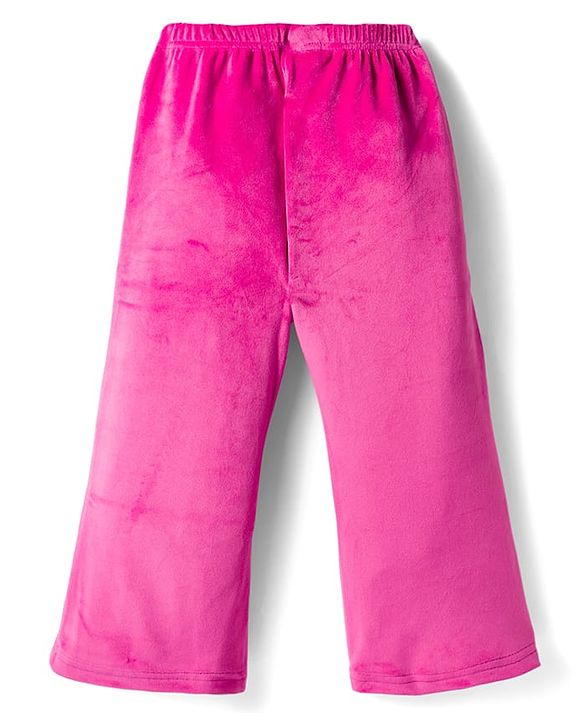 Babyhug Velour Knit Full Length Flared Solid Woollen Pant - Blue