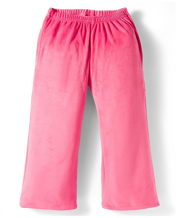 Babyhug Velour Knit Full Length Flared Solid Woollen Pant - Blue