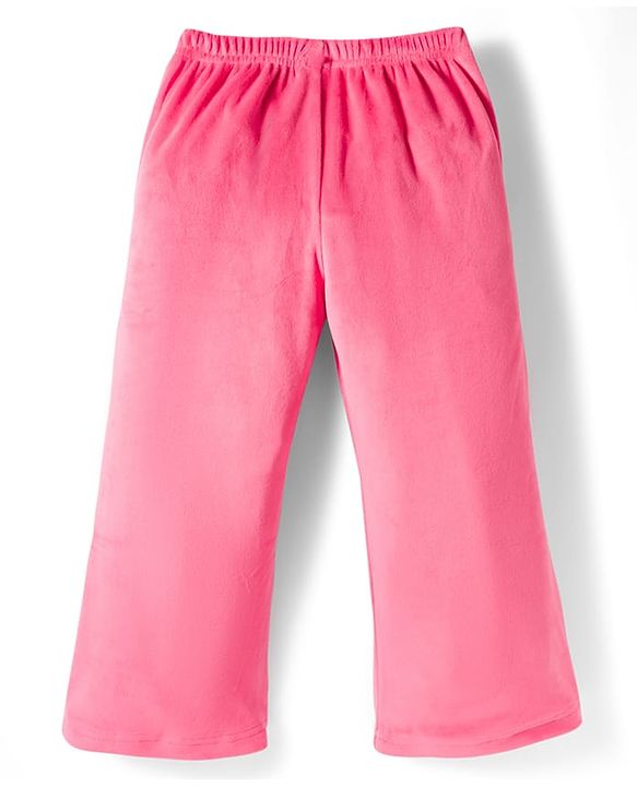 Babyhug Velour Knit Full Length Flared Solid Woollen Pant - Blue