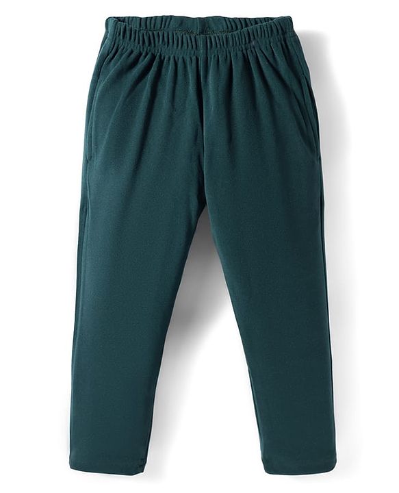 Babyhug Velour Knit Full Length Solid Colour Fleece & Woollen Pant - Maroon